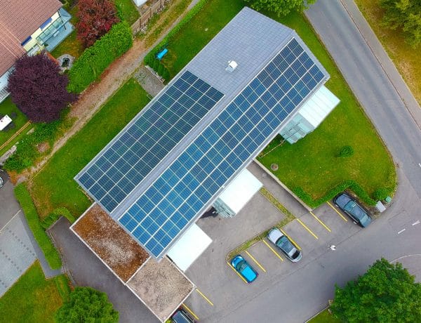 Solar panel on condo building in Menziken, AG